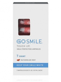 GO SMiLE's exclusive Ampoule Technology Delivery System lets you polish your teeth and keep them white with deliciously refreshing Touch Up ampoules. Get a just-brushed feeling - anytime, anywhere. Flip, Pop, Touch Up! 7 ampoules, 0.02 fl. oz. each. GO SMiLE's exclusive Ampoule Technology Delivery System lets you polish your teeth and keep them white with deliciously refreshing Touch Up ampoules. Get a just-brushed feeling - anytime, anywhere. Flip, Pop, Touch Up! 7 ampoules, 0.02 fl. oz. each.