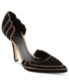 Golden metallic lining makes the Aderes pumps by Truth or Dare really stand out. Save these for a special occasion.