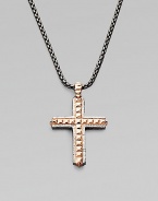 From the Alchemy in the UK Collection. A bold cross pendant of sterling silver, textured, studded and finished with rose goldplatng and black rhodium-plated accents, on a chunky chain of oxidized silver.Sterling silverRose goldplated and rhodium plated accentsChain length, about 24Pendant length, about 1½Lobster claspImported