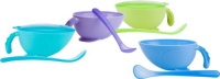 Nuby Non-Skid Comfort Grip Feeding Bowl with Lid Handle and Spoon Nuby Non-Skid Comfort Grip Feeding Bowl with Lid Handle and Spoon