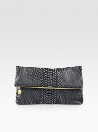 Minimalism that makes a statement in snake-embossed leather, this is the perfect look for this season of the clutch.Top zipper12W X 6¼H X ½DCotton liningMade in USA Minimalism that makes a statement in snake-embossed leather, this is the perfect look for this season of the clutch.Top zipper12W X 6¼H X ½DCotton liningMade in USA
