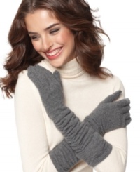 Long story: Made in luxe cashmere, Charter Club's elegant long gathered gloves add a touch of old-fashioned elegance to your cold weather wardrobe. Long story: Made in luxe cashmere, Charter Club's elegant long gathered gloves add a touch of old-fashioned elegance to your cold weather wardrobe.
