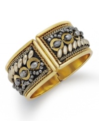 Stunning accents define this chic bracelet from Style&co. With plastic, metal and glass discs and beading. Set in gold tone mixed metal with a hinge clasp. Approximate diameter: 2-1/2 inches. Stunning accents define this chic bracelet from Style&co. With plastic, metal and glass discs and beading. Set in gold tone mixed metal with a hinge clasp. Approximate diameter: 2-1/2 inches.