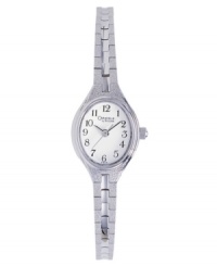 A classic everyday style from Caravelle by Bulova. Watch features a mixed metal bracelet and case. White dial with logo and silvertone numerals. Quartz movement. Water resistant to 30 meters. Three-year limited warranty. A classic everyday style from Caravelle by Bulova. Watch features a mixed metal bracelet and case. White dial with logo and silvertone numerals. Quartz movement. Water resistant to 30 meters. Three-year limited warranty.