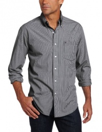 Long Sleeve Essential Mini Check Button Down, Black, Small