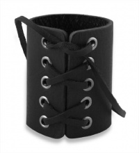 Laced Black Leather Gothic Rock Star Cuff Bracelet