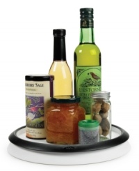 Get all the spices, seasonings and condiments you want when you want them. A classic addition to every kitchen, this lazy Susan makes room for all of the essential add-ons for a tasty dish and turns effortlessly on non-slip rubber feet and a deep ledge platform to keeps items upright. Limited lifetime warranty. Get all the spices, seasonings and condiments you want when you want them. A classic addition to every kitchen, this lazy Susan makes room for all of the essential add-ons for a tasty dish and turns effortlessly on non-slip rubber feet and a deep ledge platform to keeps items upright. Limited lifetime warranty.
