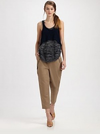 A sophisticated crop and angled zipper pleats update this tailored twill design.Mid-rise waistBelt loopsZip-flyZipper detail at pleatsBack welt pocketRise, about 11Inseam, about 2456% cotton/44% viscoseDry cleanMade in USA of imported fabricModel shown is 5'10 (177cm) wearing US size 4. A sophisticated crop and angled zipper pleats update this tailored twill design.Mid-rise waistBelt loopsZip-flyZipper detail at pleatsBack welt pocketRise, about 11Inseam, about 2456% cotton/44% viscoseDry cleanMade in USA of imported fabricModel shown is 5'10 (177cm) wearing US size 4.