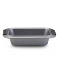 The breadwinner! Say good-bye to crumbly mishaps and start baking cakes and breads like a pro with the top-notch Anolon 9 x 5 loaf pan. New proprietary coating ensures superior release and makes cleanup a snap. Silicon-enhanced handles are steady and slip-free, while the pan's substantial weight provides durability and helps prevent warping. The breadwinner! Say good-bye to crumbly mishaps and start baking cakes and breads like a pro with the top-notch Anolon 9 x 5 loaf pan. New proprietary coating ensures superior release and makes cleanup a snap. Silicon-enhanced handles are steady and slip-free, while the pan's substantial weight provides durability and helps prevent warping.