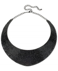 Stunning and stylish. This frontal necklace from Haskell, crafted from hematite-tone mixed metal, dazzles with black beaded accents. Approximate length: 17 inches + 3-inch extender. Approximate drop: 1-3/4 inches.