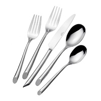 This stylish set includes eight, five-piece place settings plus one cold meat fork and one tablespoon. This stylish set includes eight, five-piece place settings plus one cold meat fork and one tablespoon.
