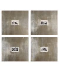Take a peek at the past. Historic building prints in black and white are contrasted by ultra-modern, ultra-wide wooden frames. Arrange together in one big square or hang separately for a completely different look. Take a peek at the past. Historic building prints in black and white are contrasted by ultra-modern, ultra-wide wooden frames. Arrange together in one big square or hang separately for a completely different look.