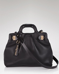 Iconic style is simple with Salvatore Ferragamo's perfectly shaped satchel in soft, luxe leather.