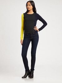 Bold colorblocking details this wool-rich staple with ribbed trim and a split hem. Ribbed crewneckLong sleevesRibbed cuffs and hemSplit hem94% wool/6% polyesterDry cleanImported of Italian fabricModel shown is 5'10 (177cm) wearing US size Small. Bold colorblocking details this wool-rich staple with ribbed trim and a split hem. Ribbed crewneckLong sleevesRibbed cuffs and hemSplit hem94% wool/6% polyesterDry cleanImported of Italian fabricModel shown is 5'10 (177cm) wearing US size Small.