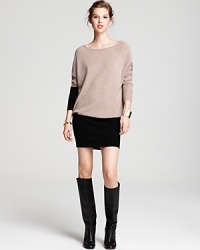 At a longer length, this über-soft Aqua Cashmere color block tunic can be worn with leggings, tights or bare-legged for an effortlessly cool look workdays or weekends. At a longer length, this über-soft Aqua Cashmere color block tunic can be worn with leggings, tights or bare-legged for an effortlessly cool look workdays or weekends.