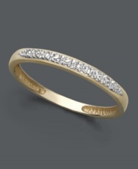 Get sweet, stackable style in subtle sparkle. Perfect when worn solo, or paired with other rings, a 14k gold band features glittering pave diamonds. Get sweet, stackable style in subtle sparkle. Perfect when worn solo, or paired with other rings, a 14k gold band features glittering pave diamonds.