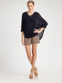 EXCLUSIVELY AT SAKS. Delicate allover sequins add a touch of sparkle to this fine-knit poncho.Rib-knit V neckline and hemlineThree-quarter raglan sleevesSequined embroidery75% linen/25% silkDry cleanMade in ItalyModel shown is 5'11 (180cm) wearing US size Small. EXCLUSIVELY AT SAKS. Delicate allover sequins add a touch of sparkle to this fine-knit poncho.Rib-knit V neckline and hemlineThree-quarter raglan sleevesSequined embroidery75% linen/25% silkDry cleanMade in ItalyModel shown is 5'11 (180cm) wearing US size Small.