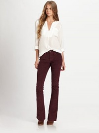 Flare-leg construction complements the figure, while corduroy adds a soft, weekend-ready finish. THE FITMedium rise, about 8½Inseam, about 34THE DETAILSZip flyFive-pocket style97% cotton/3% LyocellMachine washMade in USA of imported fabricModel shown is 5'11 (178cm) wearing US size 4. Flare-leg construction complements the figure, while corduroy adds a soft, weekend-ready finish. THE FITMedium rise, about 8½Inseam, about 34THE DETAILSZip flyFive-pocket style97% cotton/3% LyocellMachine washMade in USA of imported fabricModel shown is 5'11 (178cm) wearing US size 4.