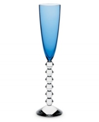 Color it chic. Baccarat takes already-stunning Vega stemware to the next level with this sapphire-tinted flute. A chunky, beaded stem contrasts brilliant color in heavy, exquisitely crafted crystal. Color it chic. Baccarat takes already-stunning Vega stemware to the next level with this sapphire-tinted flute. A chunky, beaded stem contrasts brilliant color in heavy, exquisitely crafted crystal.