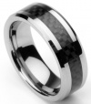 Men's Tungsten Ring/ Wedding Band with Carbon Fiber Inlay, Sizes 7 - 12 by Men's Collections (rg4)