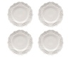 Gracie China, Victorian Rose Collection, 8-Inch Dessert Plate, White Fine Porcelain, Set of 4