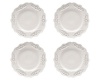 Gracie China, Victorian Rose Collection, 8-Inch Dessert Plate, White Fine Porcelain, Set of 4