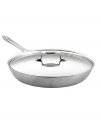 A professional promise. Ideal for searing, browning and pan frying eggs and meat, this French Skillet has a large surface area and high, rounded sides that cut down on splatter and make it easy to flip & baste foods. Five alternating layers of aluminum and stainless steel promote even heating and eliminate hot spots. Lifetime warranty. A professional promise. Ideal for searing, browning and pan frying eggs and meat, this French Skillet has a large surface area and high, rounded sides that cut down on splatter and make it easy to flip & baste foods. Five alternating layers of aluminum and stainless steel promote even heating and eliminate hot spots. Lifetime warranty.