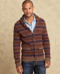 A fall classic. This print shawl collar cardigan from Tommy Hilfiger is a timeless layering piece. A fall classic. This print shawl collar cardigan from Tommy Hilfiger is a timeless layering piece.