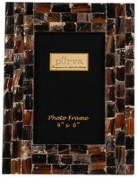 Purva Black Mother Of Pearl Frame, 4 by 6 Inch Purva Black Mother Of Pearl Frame, 4 by 6 Inch