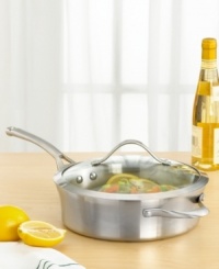 A superior sauté pan that can't be beat! Exquisite stainless steel construction and sleek curved vessel lets you sauté meat and fish to perfection. Includes stay-cool long handles so your hands don't get burned and a glass cover. Dishwasher safe. Lifetime warranty. A superior sauté pan that can't be beat! Exquisite stainless steel construction and sleek curved vessel lets you sauté meat and fish to perfection. Includes stay-cool long handles so your hands don't get burned and a glass cover. Dishwasher safe. Lifetime warranty.