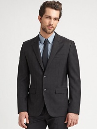 EXCLUSIVELY AT SAKS. An Italian wool style inspired by a classic staple, but with a decidedly right-now look.Notched collarChest pocketTwo-button closureFlap pocketsAbout 29 from shoulder to hemWoolDry cleanImported of Italian fabric EXCLUSIVELY AT SAKS. An Italian wool style inspired by a classic staple, but with a decidedly right-now look.Notched collarChest pocketTwo-button closureFlap pocketsAbout 29 from shoulder to hemWoolDry cleanImported of Italian fabric