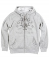 Casual style sherpa hoodie by O'Neill is solid in color with graphic on front for understated style.