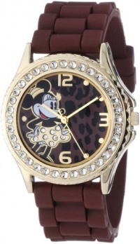 Disney Women's MN1054 Rhinestone Accent Minnie Mouse Brown Rubber Strap Watch Disney Women's MN1054 Rhinestone Accent Minnie Mouse Brown Rubber Strap Watch