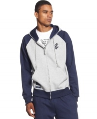 On the court or on the couch, this colorblock hoodie from Rocawear will keep you stylishly comfortable. On the court or on the couch, this colorblock hoodie from Rocawear will keep you stylishly comfortable.