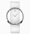 Calvin Klein CK Style Quartz and White Leather Strap with Crystal Clear Dial - Women's Watch