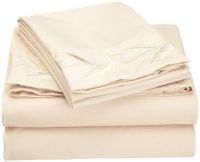 Cathay Home Fashions Luxury Silky Soft Leaf Design Embroidered Microfiber Queen Sheet Set, Cream Cathay Home Fashions Luxury Silky Soft Leaf Design Embroidered Microfiber Queen Sheet Set, Cream