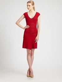 A fascinating combination of patterns and a beyond-feminine neckline give this body-caressing knit instant appeal.Deep v-necklineNude liningPull-on styleAbout 36 from natural waist63% viscose/37% nylonDry cleanImported Model shown is 5'11 (180cm) wearing US size Small. A fascinating combination of patterns and a beyond-feminine neckline give this body-caressing knit instant appeal.Deep v-necklineNude liningPull-on styleAbout 36 from natural waist63% viscose/37% nylonDry cleanImported Model shown is 5'11 (180cm) wearing US size Small.