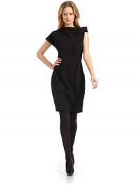 THE LOOKAsymmetrical fold-over collarSingle cap sleeveDual asymmetrical front pleatsTHE FITAbout 21½ from natural waistTHE MATERIAL66% rayon/30% nylon/4% spandexCARE & ORIGINMachine washMade in USAModel shown is 5'10 (180cm) wearing US size Small. THE LOOKAsymmetrical fold-over collarSingle cap sleeveDual asymmetrical front pleatsTHE FITAbout 21½ from natural waistTHE MATERIAL66% rayon/30% nylon/4% spandexCARE & ORIGINMachine washMade in USAModel shown is 5'10 (180cm) wearing US size Small.