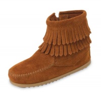 Minnetonka Double Fringe Moccasin (Toddler/Little Kid/Big Kid),Brown,3 M US Little Kid Minnetonka Double Fringe Moccasin (Toddler/Little Kid/Big Kid),Brown,3 M US Little Kid