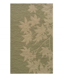 At one with its surroundings, this indoor/outdoor rug from Momeni features a leafy motif set in warm, natural tones. Hand-hooked polypropylene is surprisingly soft, enduringly bright and always easy to clean -- just hose it down and enjoy years of unique style. At one with its surroundings, this indoor/outdoor rug from Momeni features a leafy motif set in warm, natural tones. Hand-hooked polypropylene is surprisingly soft, enduringly bright and always easy to clean -- just hose it down and enjoy years of unique style.