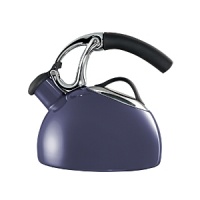 Add a burst of vibrant color to your kitchen decor with this bright tea kettle, featuring a heat-resistant non-slip handle and an easy-flip spout that opens when you pour.