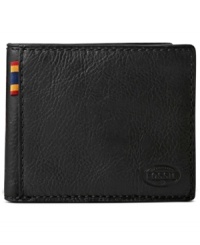 Sometimes simplest is best. Case in point: This utterly uncomplicated bi-fold wallet from Fossil. Rich leather and just enough storage-five card slots, two slip pockets, one ID window, one bill compartment-to get the job done. Sometimes simplest is best. Case in point: This utterly uncomplicated bi-fold wallet from Fossil. Rich leather and just enough storage-five card slots, two slip pockets, one ID window, one bill compartment-to get the job done.