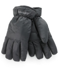 Arm yourself against those messy mornings with the water-repellent insulated design of these ultra-warm nylon gloves from Timberland. Arm yourself against those messy mornings with the water-repellent insulated design of these ultra-warm nylon gloves from Timberland.