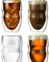 Serafino Double Wall 12 oz Beverage & Coffee Glasses - Set of 4 Insulated Drinking Glasses