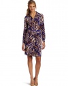 Anne Klein Women's Leo Animal Print Dress, Purple/Brown/Beige, Large