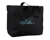 Hortense B. Hewitt Wedding Accessories Black with Aqua Bridal Party Tote Bag, Bride Diamond, 12 by 14-Inch Hortense B. Hewitt Wedding Accessories Black with Aqua Bridal Party Tote Bag, Bride Diamond, 12 by 14-Inch