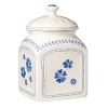 Crafted in premium porcelain for a traditional shape and patterned with a simple blue flower design, this large canister fits seamlessly into your collection and adds rustic charm.