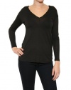 Women's Vince Double V-Neck T-Shirt in Black