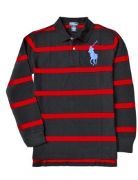 Polo Ralph Lauren Boys Striped Big Pony Mesh Polo, Red, XL(18/20) Polo Ralph Lauren Boys Striped Big Pony Mesh Polo, Red, XL(18/20)