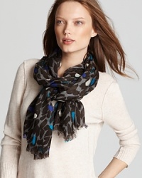 Artsy brushstrokes lend a graphic look to a cozy woven Aqua scarf. Artsy brushstrokes lend a graphic look to a cozy woven Aqua scarf.